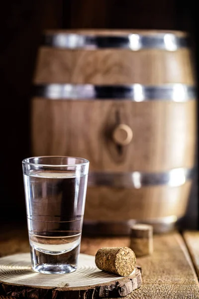 Vaso Pequeño Bebida Alcohólica Bebida Destilada Conocida Como Coñac Pinga — Foto de Stock