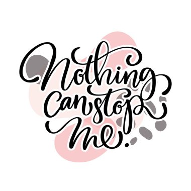 Hiçbir şey beni durduramaz. Parlak renkli harfler. Soyut. Modern el çizilmiş harfler. El boyaması yazıt. Motivasyonel kaligrafi posteri. Şık yazı tipi tipografisi. Kartlar, davetiyeler için teklif.