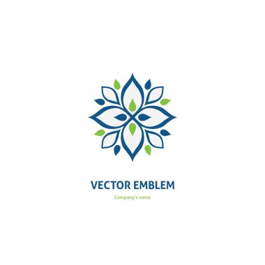 Butik, çiçekçi, iş için parlak ve sulu güzel dairesel logosu. Şirket markası, amblemi, öğesi. Basit geometrik mandala logosu. Kaleydoskop büyük tomurcuk. Surround soyut çiçek.