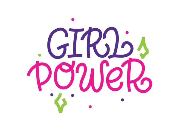 Girl Power Belettering Handgetekende Illustratie Afdrukken Symbool Van Het Feminisme — Stockvector
