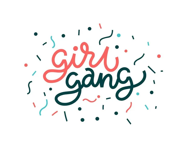 Meisje Bende Feminisme Heldere Gekleurde Letters Moderne Hand Getekende Belettering — Stockvector