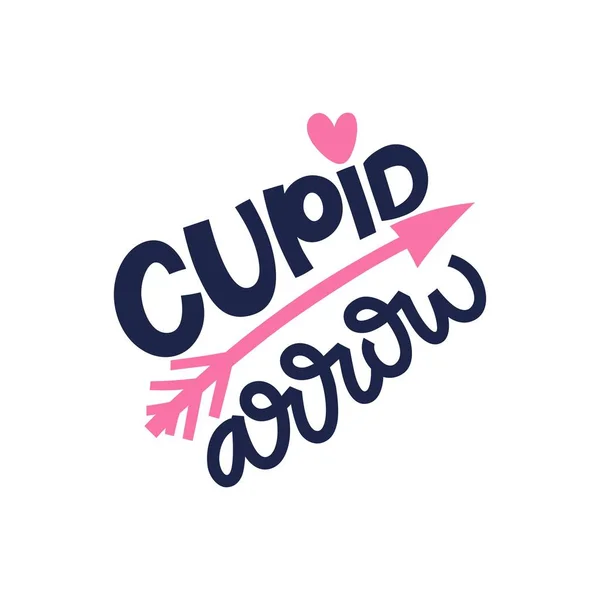 Cupido Pijl Valentines Day Heldere Gekleurde Letters Moderne Hand Getekende — Stockvector