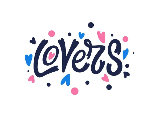 Amantes Com Amor Letras Coloridas Brilhantes Letras Modernas Desenhadas Mão — Vetor de Stock