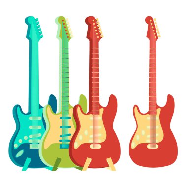 Beyaz bir arka plan gitarda. vektör çizim.