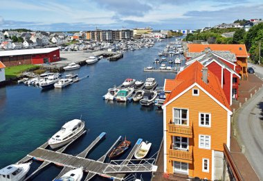 View over the harbor of the city Haugesund in Norway clipart