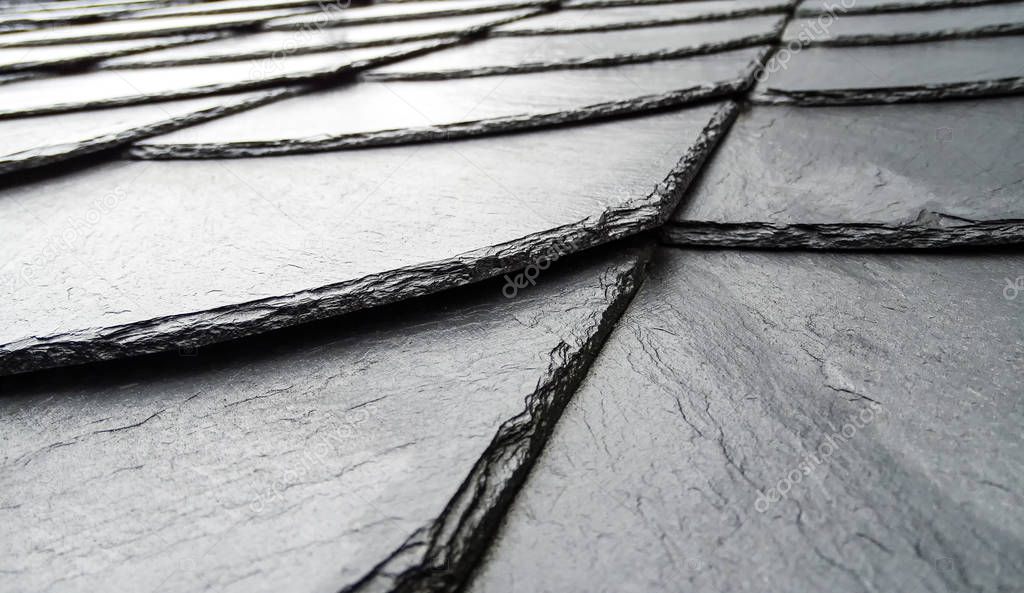 Traditionally slate roof of a house