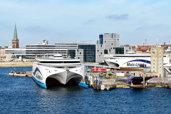 Aarhus Dänemark Juli 2017 Die Hochgeschwindigkeitsfähren Express Und Express Der — Stockfoto