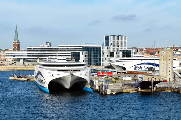 Aarhus Dinamarca Julho 2017 Ferries Alta Velocidade Express Und Express — Fotografia de Stock