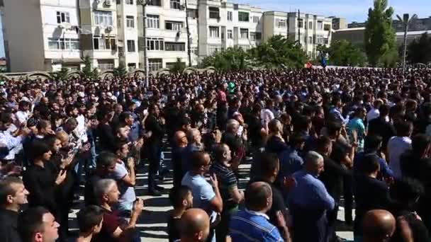 Baku Azerbaijão Sep 2018 Multidões Homens Azeris Reuniram Para Participar — Vídeo de Stock