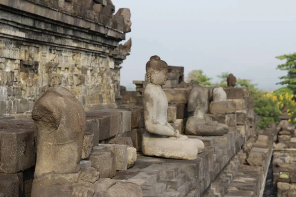 Temple Borobudur Avec Les Statues Bouddha — Photo