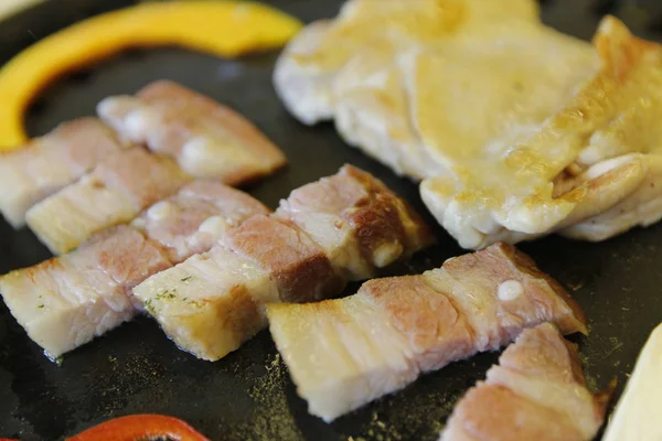 Koreanisches Gegrilltes Schweinefleisch Vom Grill Samgyeopsal Gui Koreanischen Restaurant Seoul — Stockfoto