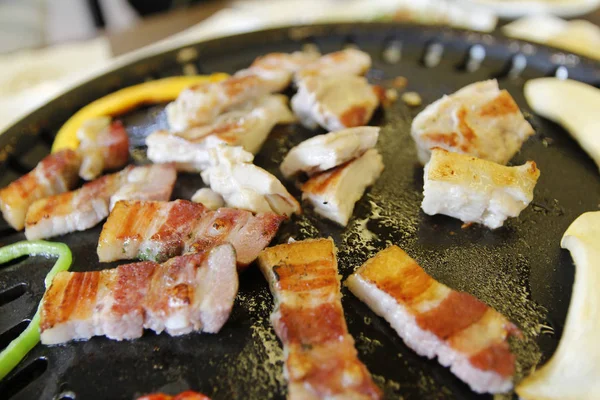 Barbecue Coreano Maiale Alla Griglia Samgyeopsal Gui Presso Ristorante Coreano — Foto Stock