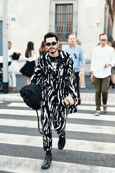 Setembro 2018 Milão Itália Roupa Rua Durante Milan Fashion Week — Fotografia de Stock