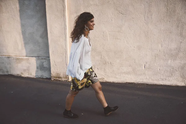 Września 2018 Mediolan Włochy Strój Styl Ulicy Podczas Milan Fashion — Zdjęcie stockowe