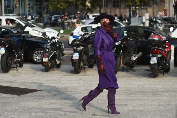 Milán Italia Septiembre 2018 Trajes Callejeros Antes Del Desfile Moda — Foto de Stock