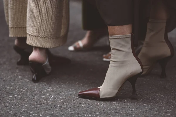 Сентября 2018 Милан Италия Причудливая Модная Обувь Деталях Время Недели — стоковое фото