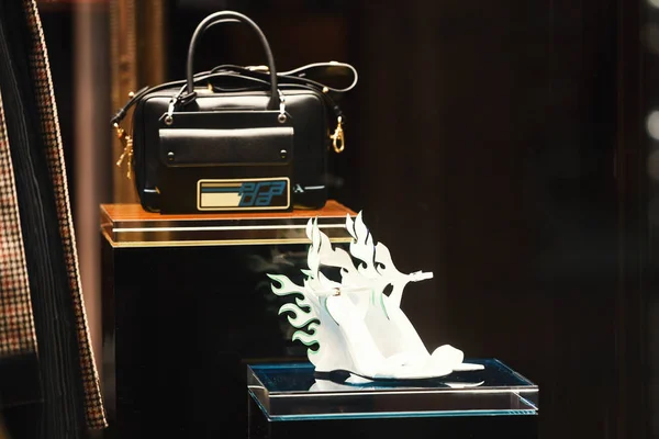 September 2018 Milan Italy Luxury Prada Shoes Handbag Store Milan — Stock Photo, Image