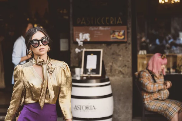 September 2018 Mailand Italien Influencer Mit Stylischem Outfit Während Der — Stockfoto