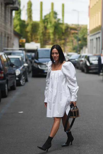 Milán Italia Septiembre 2018 Trajes Calle Antes Del Desfile Moda —  Fotos de Stock