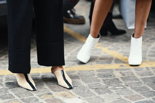 Setembro 2018 Milão Itália Calçados Chiques Elegantes Detalhes Durante Milan — Fotografia de Stock