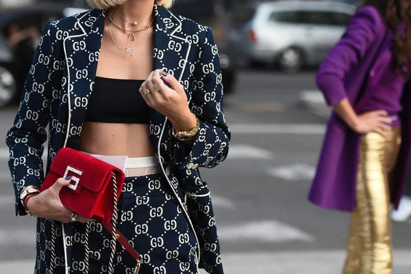 Setembro 2018 Milão Itália Roupas Rua Detalhe Durante Milan Fashion — Fotografia de Stock