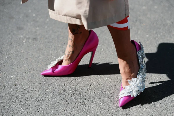 Septiembre 2018 París Francia Zapatos Elegantes Ropa Calle Durante Semana —  Fotos de Stock