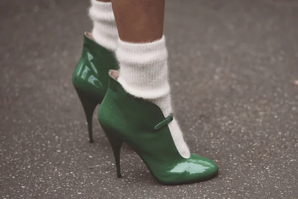 Octubre 2018 París Francia Zapatos Elegantes Ropa Calle Durante Semana — Foto de Stock