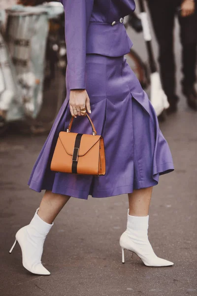 Október 2018 Párizs Franciaország Street Style Felszerelés Során Paris Fashion — Stock Fotó