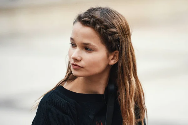 Octubre 2018 París Francia Modelo Joven Posando Después Desfile Moda —  Fotos de Stock