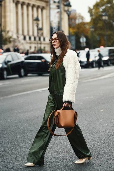 Ottobre 2018 Parigi Francia Street Style Outfit Durante Paris Fashion — Foto Stock