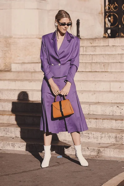 Outubro 2018 Paris França Roupa Elegante Durante Paris Fashion Week — Fotografia de Stock