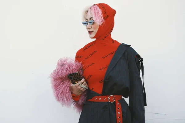 Вересня 2018 Париж Франція Мода Influencer Носіння Balenciaga Спорядження Позує — стокове фото