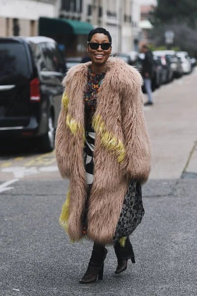 Paris Frankrike Mars 2019 Street Style Outfit Trendig Person Efter — Stockfoto