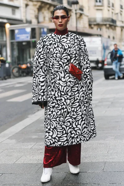 Paris França Março 2019 Roupa Estilo Rua Pessoa Moda Após — Fotografia de Stock