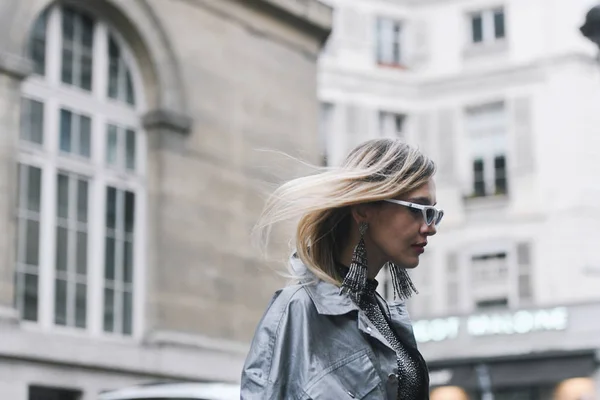 Paris Frankrike Mars 2019 Street Style Outfit Trendig Person Efter — Stockfoto