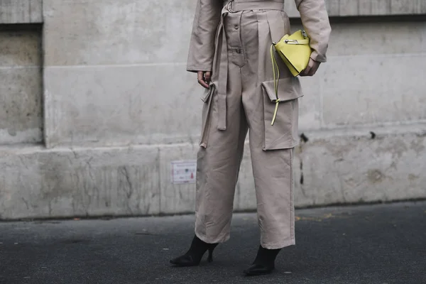 Paris França Março 2019 Roupa Rua Linda Tol Antes Desfile — Fotografia de Stock