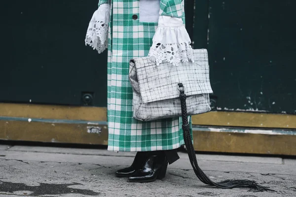 Paris Frankrijk Maart 2019 Street Stijl Outfit Vóór Een Modeshow — Stockfoto