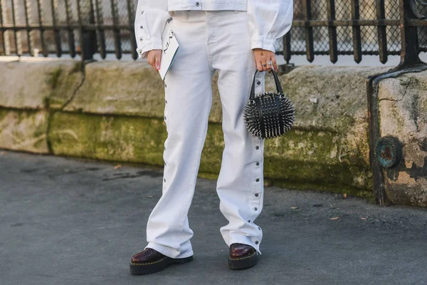 Paris Frankrike Februari 2019 Street Style Outfit Innan Mode Visning — Stockfoto