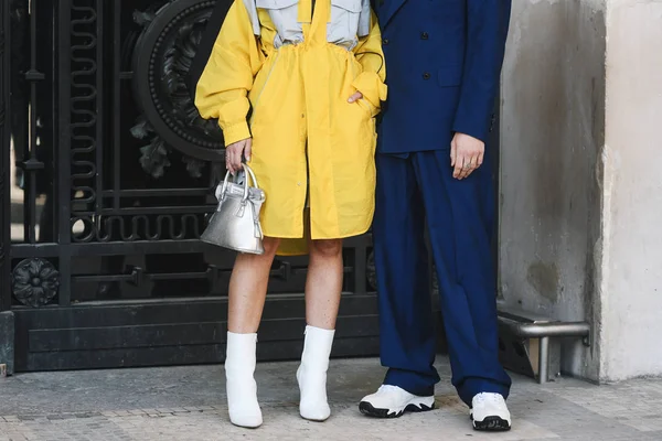 Paris França Fevereiro 2019 Roupa Rua Antes Desfile Moda Durante — Fotografia de Stock