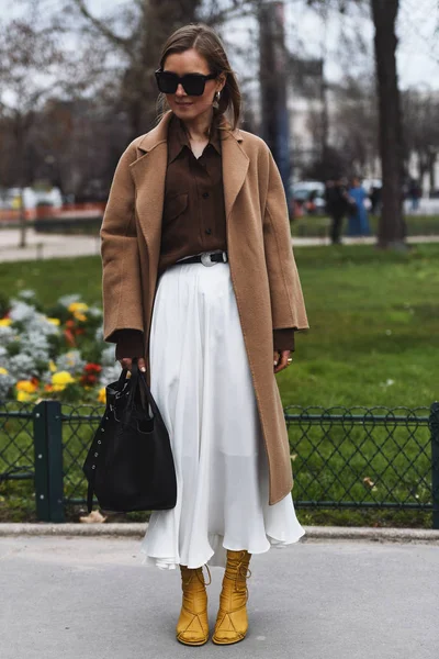 Paris Frankrike Februari 2019 Street Style Outfit Innan Modevisning Paris — Stockfoto