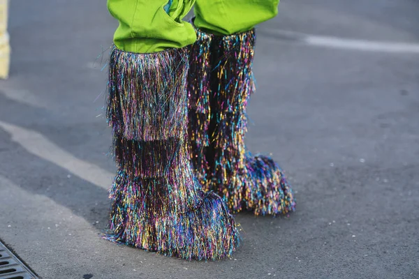 París Francia Febrero 2019 Traje Calle Antes Desfile Moda Durante — Foto de Stock