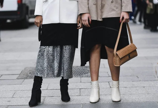 Paris Frankreich Februar 2019 Streetstyle Outfit Vor Einer Modenschau Während — Stockfoto