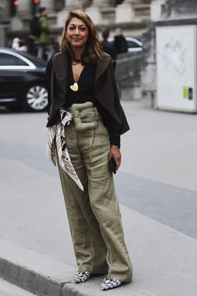 Paris Frankrike Februari 2019 Street Style Outfit Innan Modevisning Paris — Stockfoto
