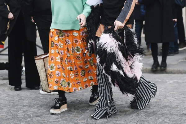 Paris Frankrike Februari 2019 Street Style Outfit Skor Detalj Innan — Stockfoto