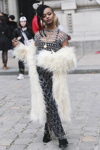 Париж Франція Лютого 2019 Вулиця Стиль Спорядження Kelela Показу Мод — стокове фото