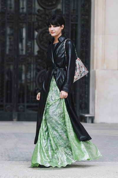 Paris, France - February 28, 2019: Street style outfit before a fashion show during Paris Fashion Week - PFWFW19