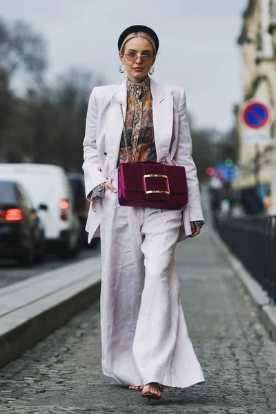Paris Fransa Şubat 2019 Sokak Stil Kıyafeti Leonie Hanne Bir — Stok fotoğraf