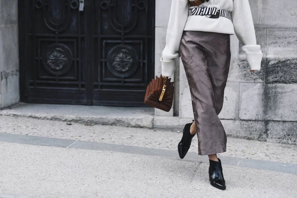 Paris Fransa Şubat 2019 Sokak Stil Kıyafeti Karina Nigay Bir — Stok fotoğraf
