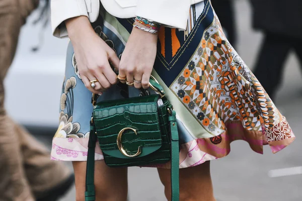 Paris França Fevereiro 2019 Chloe Bolsa Detalhes Antes Desfile Moda — Fotografia de Stock