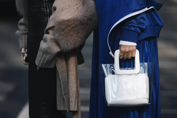 Milano Italien Februari 2019 Street Style Outfit Detaljer Inför Modevisning — Stockfoto